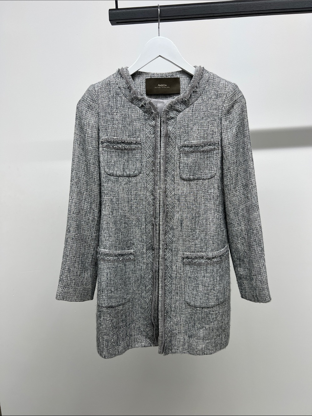 Gray Tweed Blazer Jacket